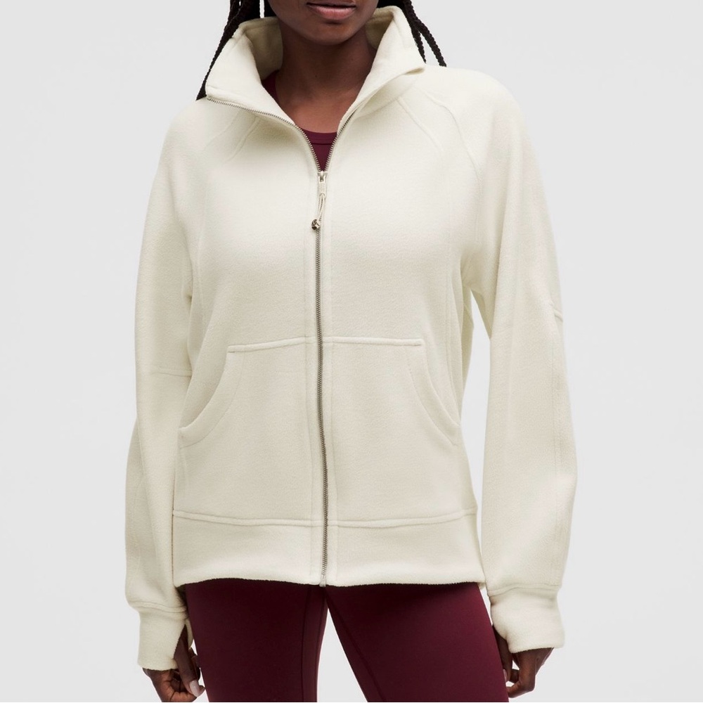 NWT lululemon Scuba Tumbled Fleece Funnel-Neck Full Zip. Size M/L. Color- Bone